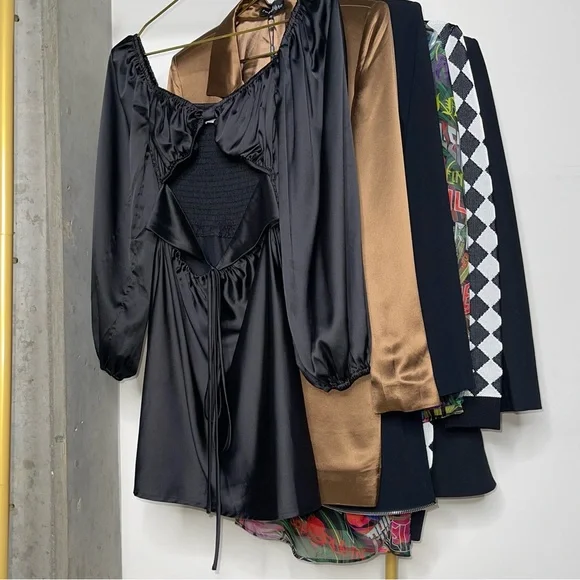 Princess Polly Nakita Long Sleeve Mini Satin Cutout Dress in Black - Picture 13 of 17